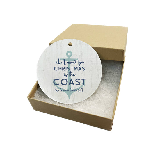 Customizable Coast Christmas Ornament, Nautical Beach Decor