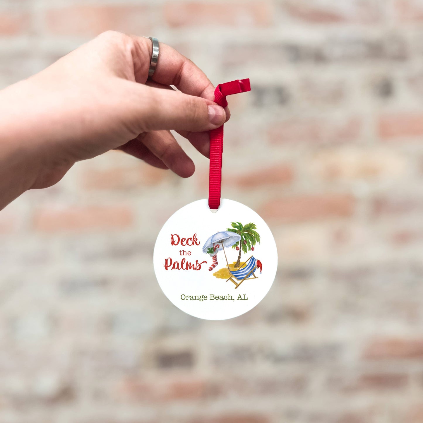 Customizable Deck Palms Christmas Ornament, Beach Decor