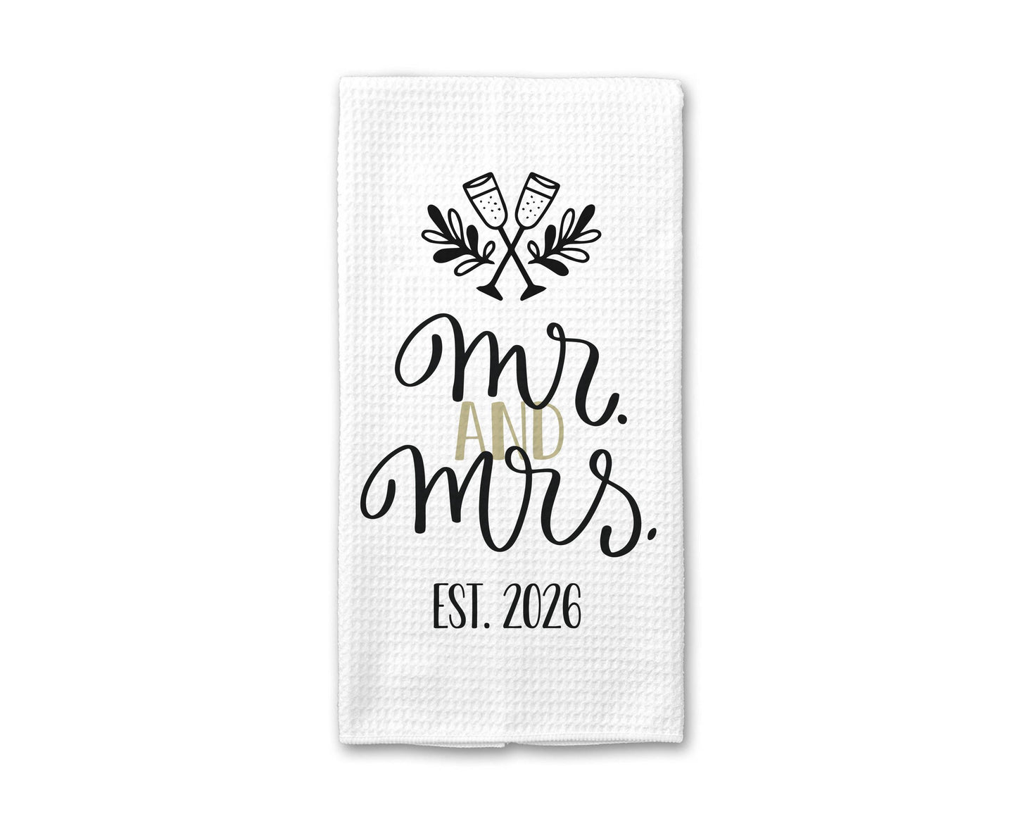 Mr and Mrs Kitchen Towel - Absorbent Waffle Weave Wedding Gift for Newlyweds