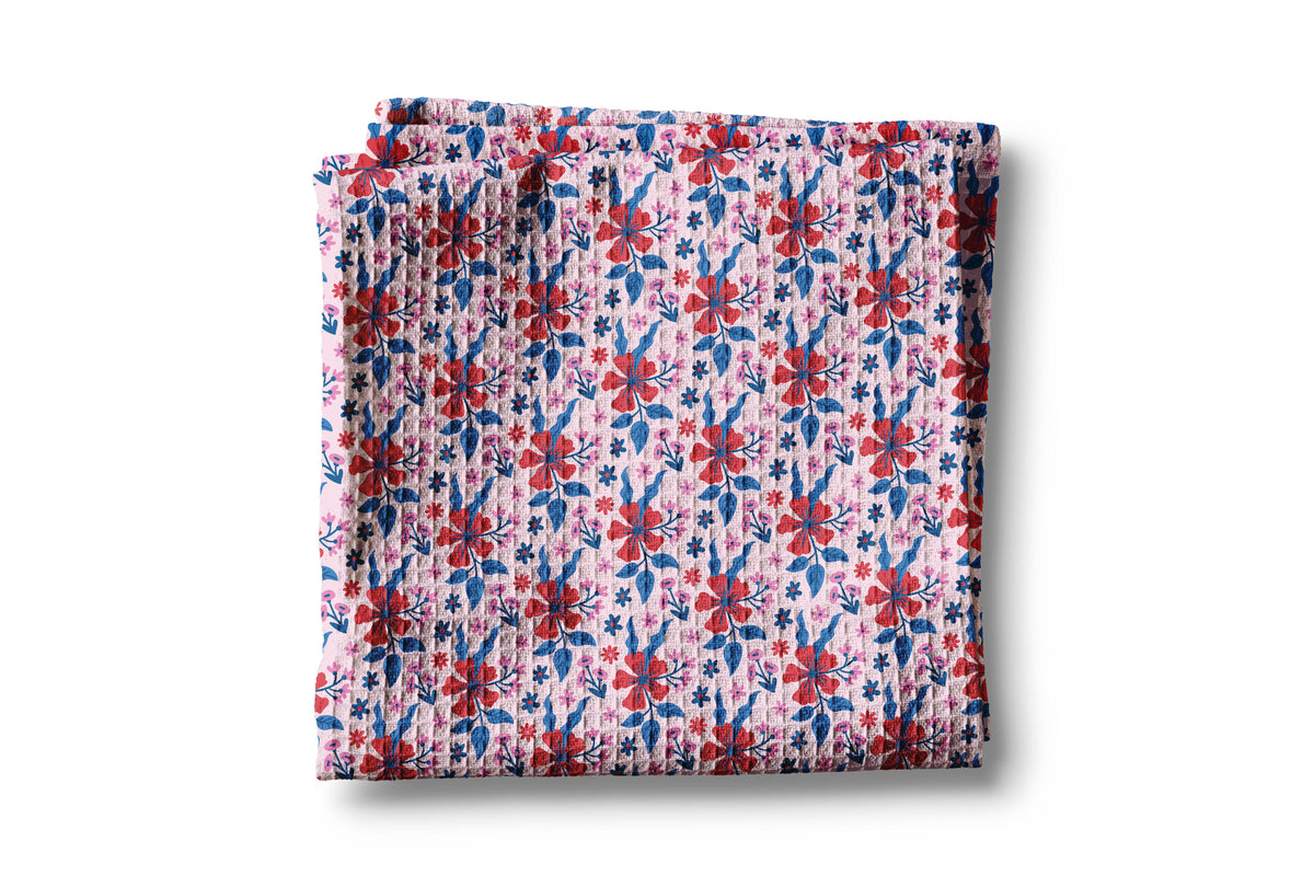 4th July Patriotic Red White Blue Flag Kitchen Towel Waffle