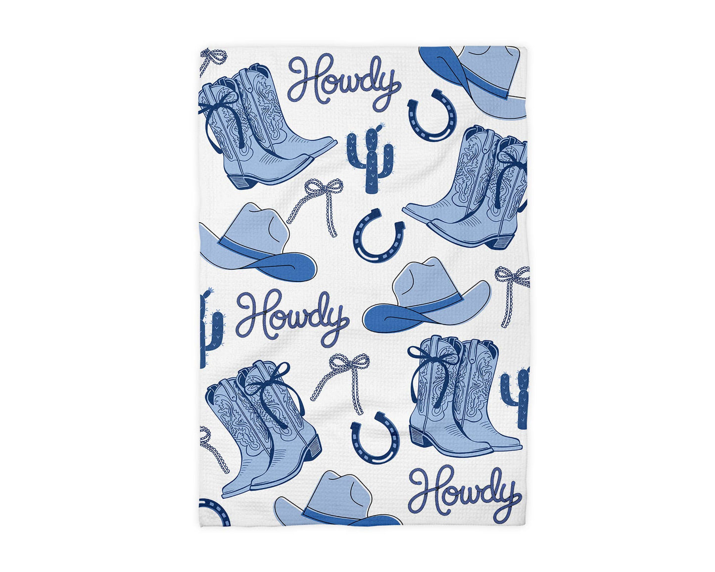 Preppy Cowgirl Western Cowboy Cactus Kitchen Towel Waffle