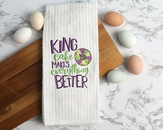Custom Mardi Gras Dish Towel: Bright Colors - Waffle Weave Cotton