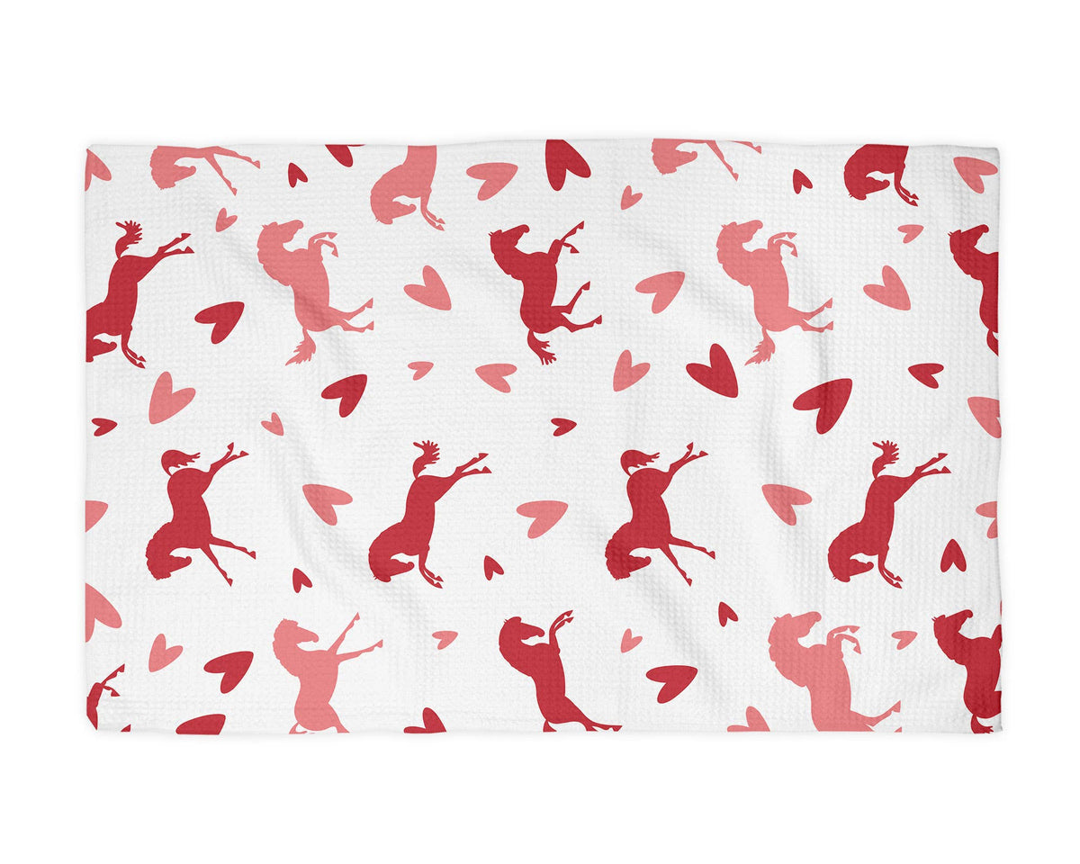 Valentine Heart Horse Pony Equestrian Tack Kitchen Towel