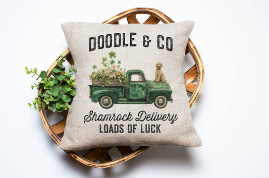 Doodle Dog St. Patrick’s Day Throw Pillow Shamrock Pet Store