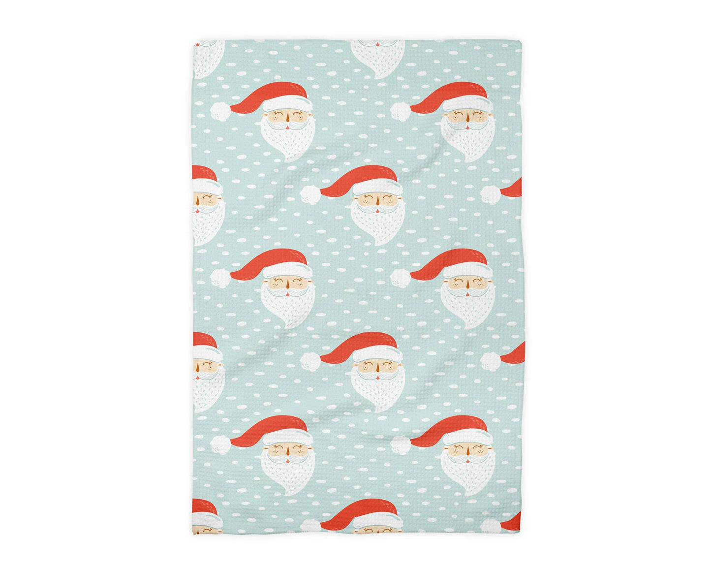 Christmas Santa Blue Whimsical Preppy Kitchen Towel Waffle