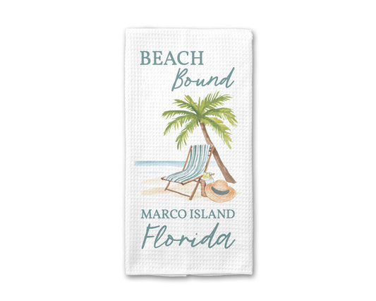 Personalized Beach House Kitchen Towel: Waffle Weave Summer Decor