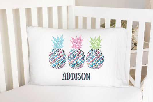 Pineapple Tropical Standard Pillowcase | Personalized Pillow Cover | Girls Room Decor | Nursery Decor