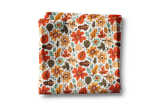 Fall Floral Waffle Weave Kitchen Towel | Autumn Flower