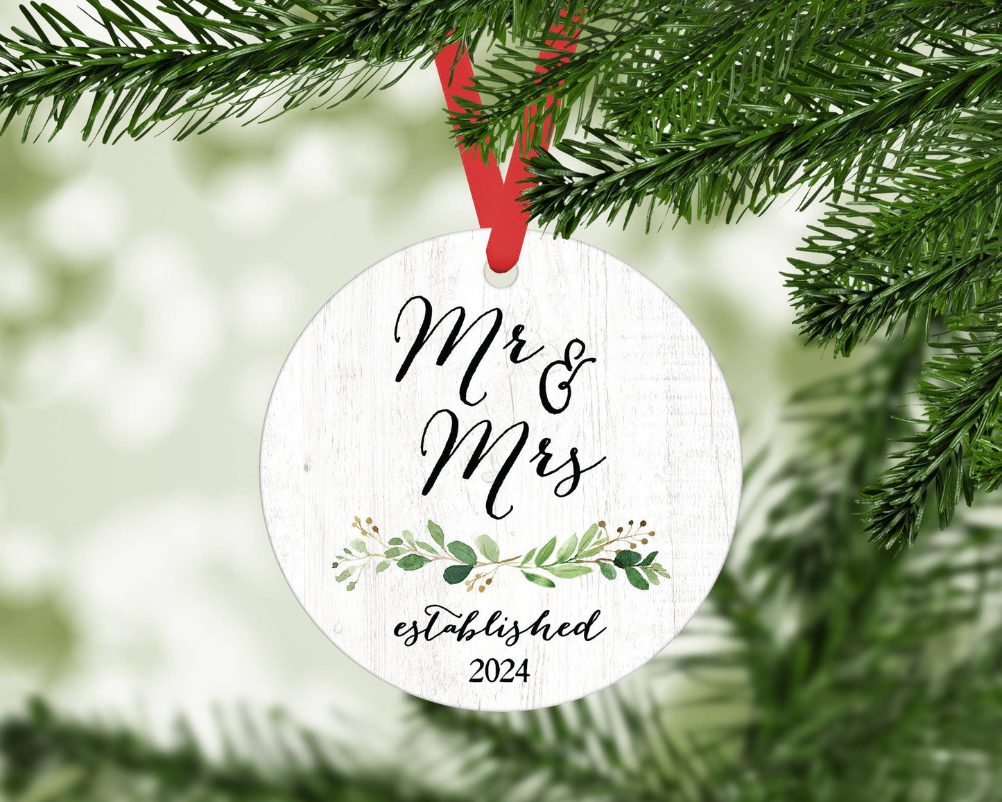 Mr Mrs Wedding Metal Ornament Christmas Holiday Decor Bride