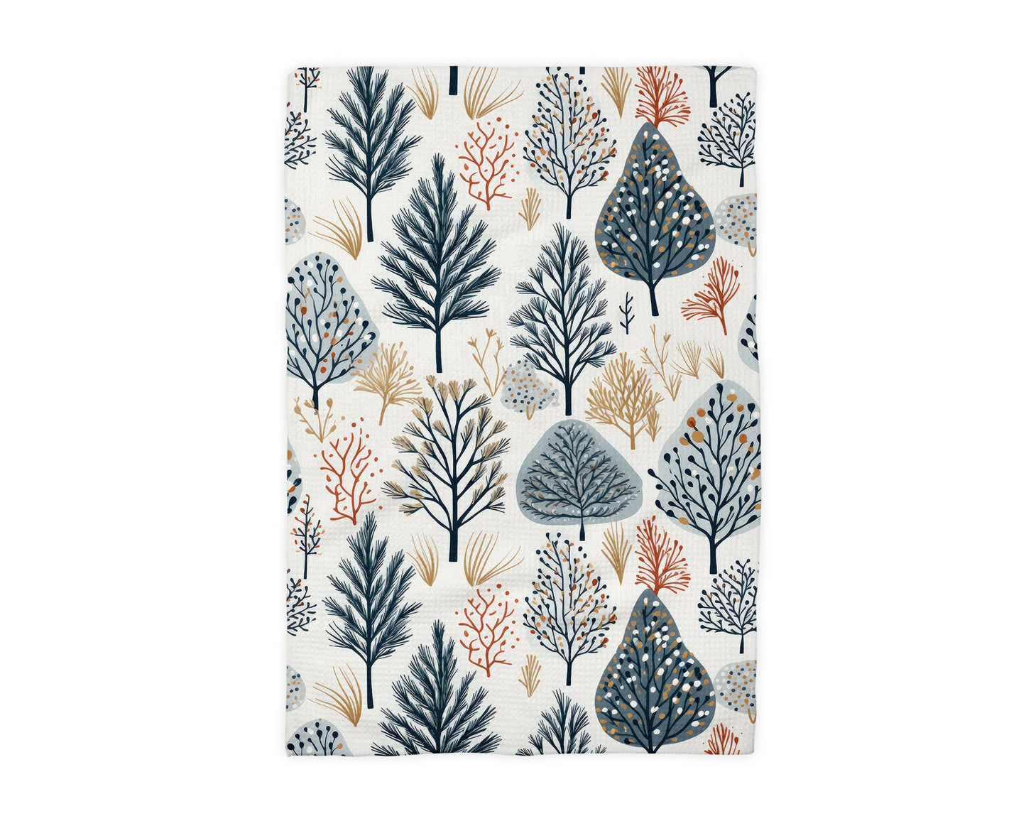 Winter Trees Berry Snow Floral Holiday Baking Kitchen Towel