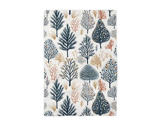 Winter Trees Berry Snow Floral Holiday Baking Kitchen Towel