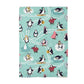 Penguin Winter Trees Snow Blues Holiday Baking Kitchen Towel