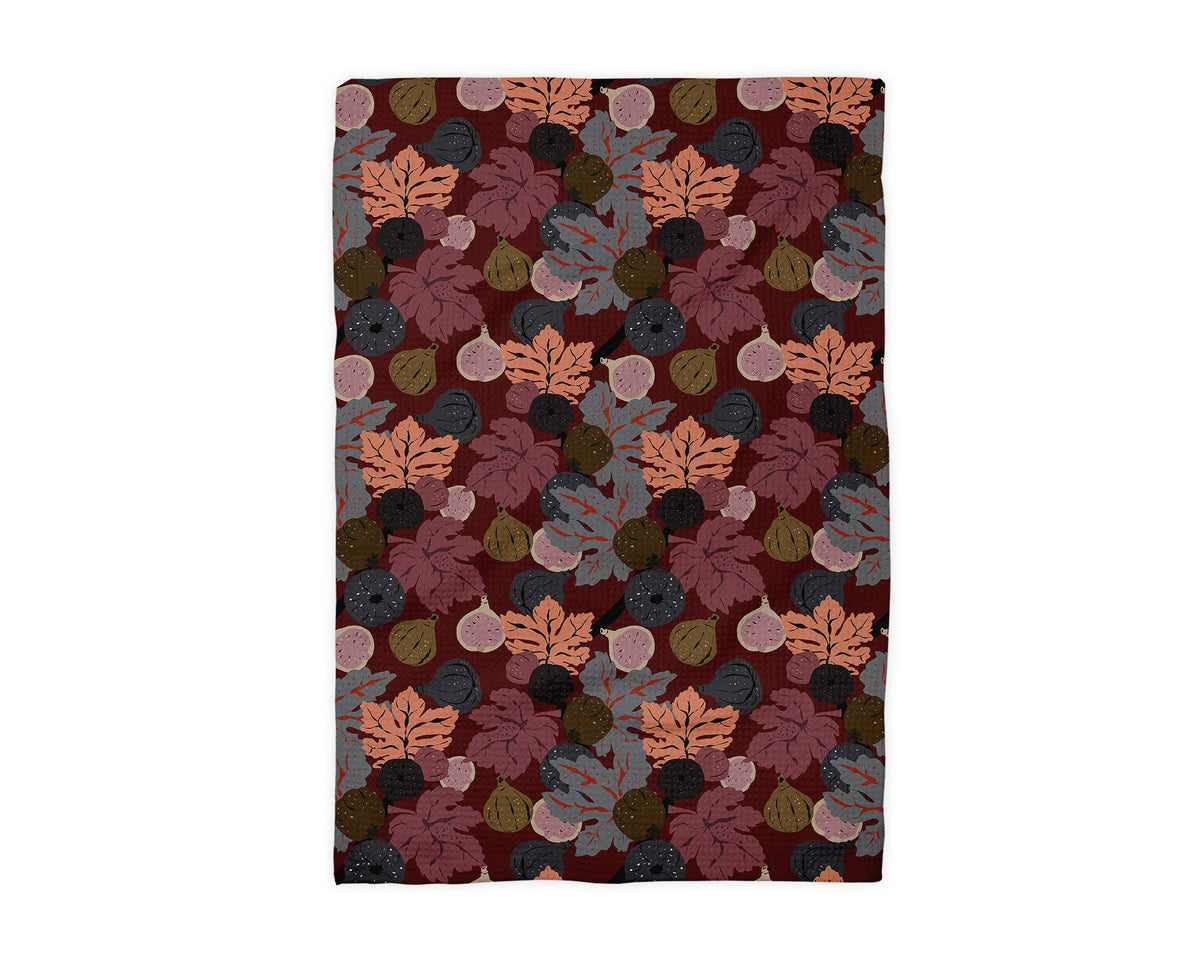 Fall Floral Waffle Weave Kitchen Towel Autumn Botanical