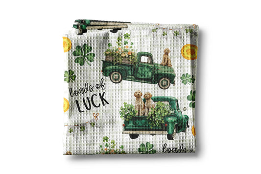 St Patrick Kitchen Towel – Shamrock Green Dish Towel | Absorbent Waffle Weave