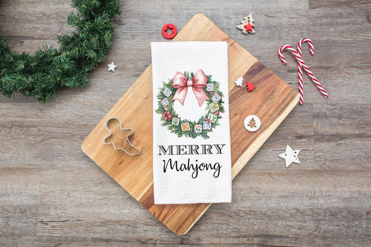 Merry Mahjong Dish Towel | Mahjong-themed Towel | Mahjong-themed Gift for Kitchen | Mahjong Party Gift | Hostess Gift