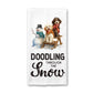 Doodle Dog Snow Winter Kitchen Towel Labradoodle Ski Sled