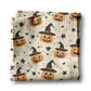 Pumpkin Witch Halloween Fall Collage Kitchen Towel Waffle