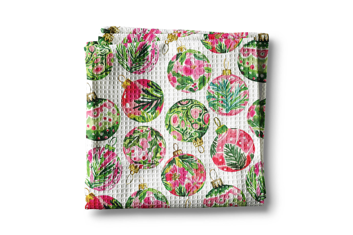 Christmas Pink Tropical Beach Preppy Kitchen Towel Waffle