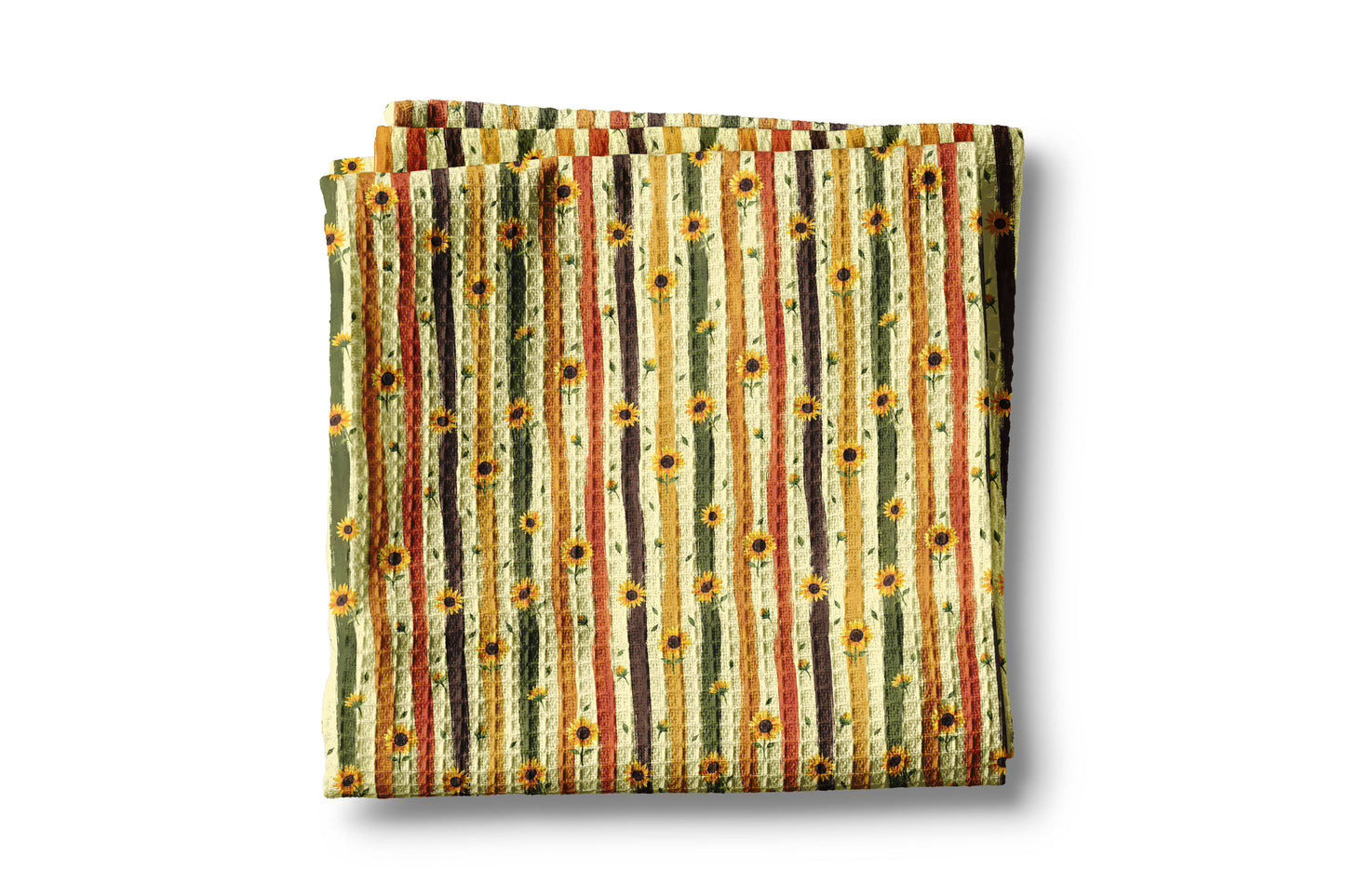 Sunflower & Fall Leaves Waffle Weave Kitchen Towel Autumn