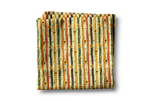 Sunflower & Fall Leaves Waffle Weave Kitchen Towel Autumn