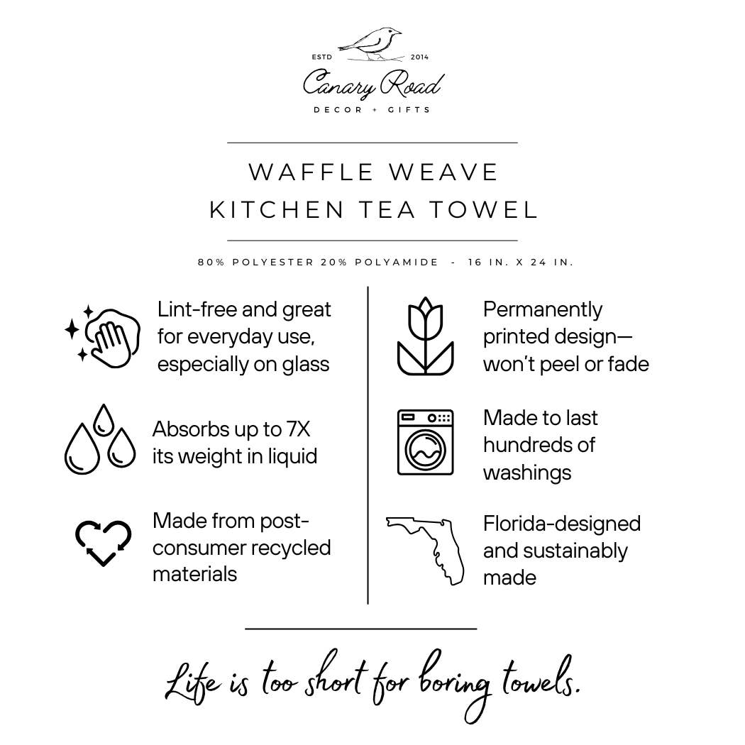 Boho Fall Floral Waffle Weave Kitchen Towel Autumn Daisy