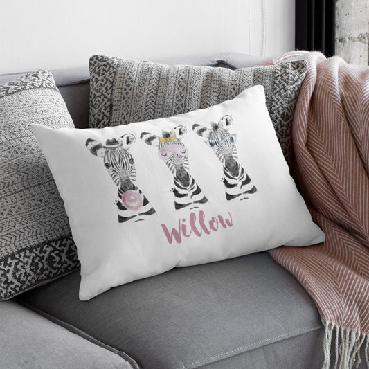 Zebra Trio Personalized Standard Pillowcase | Custom Equine Pastel Teen Pillow Cover | Girl Room Decor | Nursery Decor