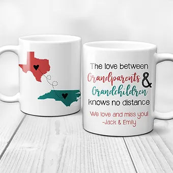 Long Distance Grandparents Two State Personalized Mug