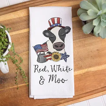 Red White & Moo Cow 4th of July Towel