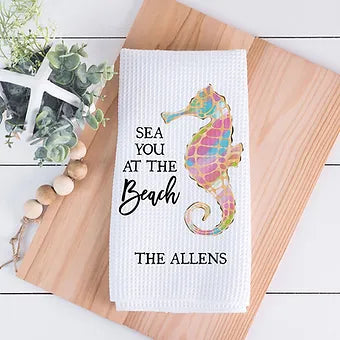 Personalized Sea You At The Beach Kitchen Towel
