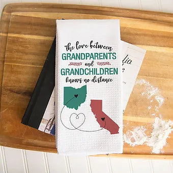 Personalized Love Between Grandparents and Grandchildren Two State Towel