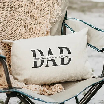 Dad & Children Names Custom Rectangle Pillow