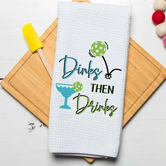 Dinks Then Drinks Pickleball Kitchen Towel Personalized