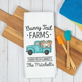 Personalized Bunny Tail Farms Easter Kitchen Towel