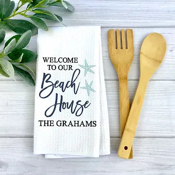 Beach House Personalized Dish Towel