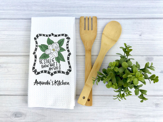 Floral Bible Verse Dish Towel | Personalized Kitchen Towel | Housewarming Gift | Custom Gift | Bible Verse Gift | Best Friend Gift