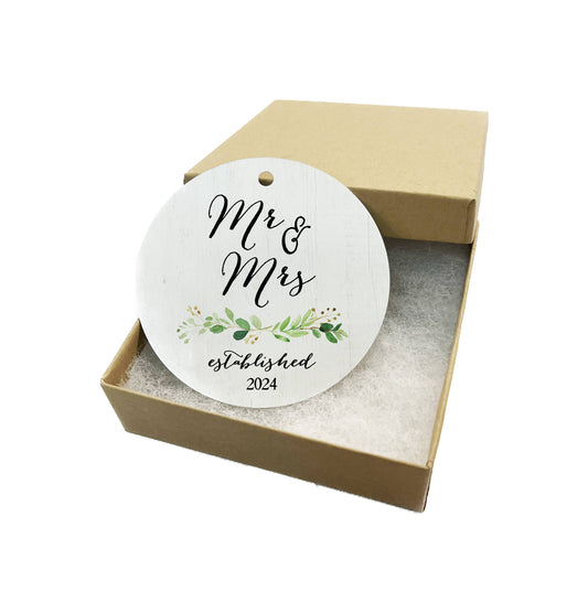 Mr Mrs Wedding Metal Ornament Christmas Holiday Decor Bride