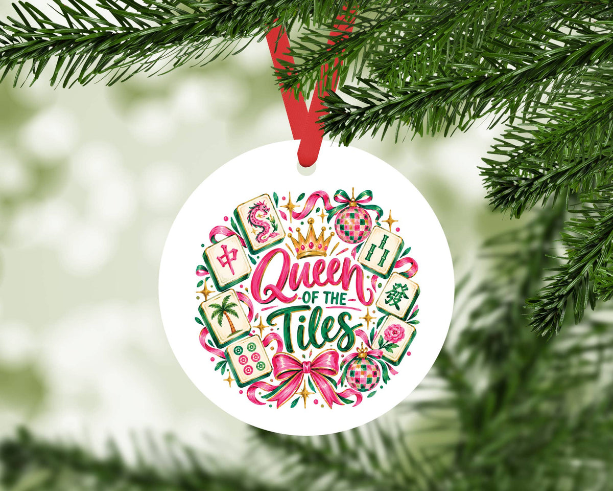 Queen of the Tiles Mahjong Christmas Ornament, Mahj Tree