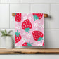 Strawberry Berry Kitchen Towel – Summer Farmers Market Decor, Berry Picking Towel, Waffle Weave, 16x24" Dish Towel