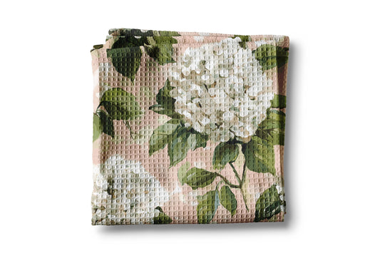 Kitchen Waffle Towel - Pastel Floral Citrus Print Summer Kitchen Decor