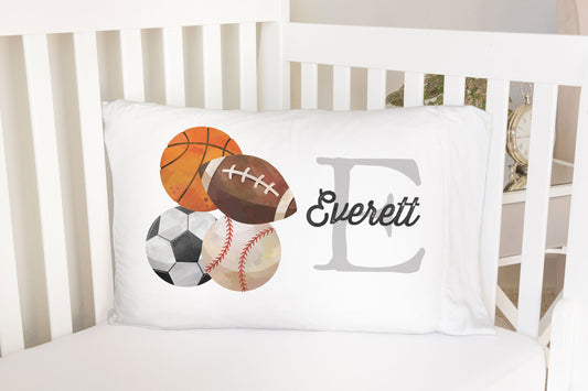 Sports Monogram Standard Pillowcase | Personalized Pillow Cover | Boy Room Decor | Nursery Decor