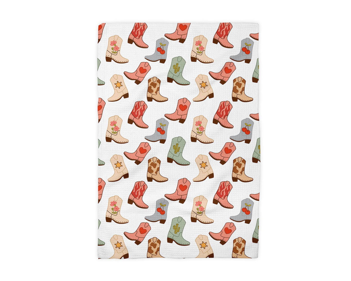 Retro Western Boot Cowboy Cowgirl Kitchen Towel Waffle