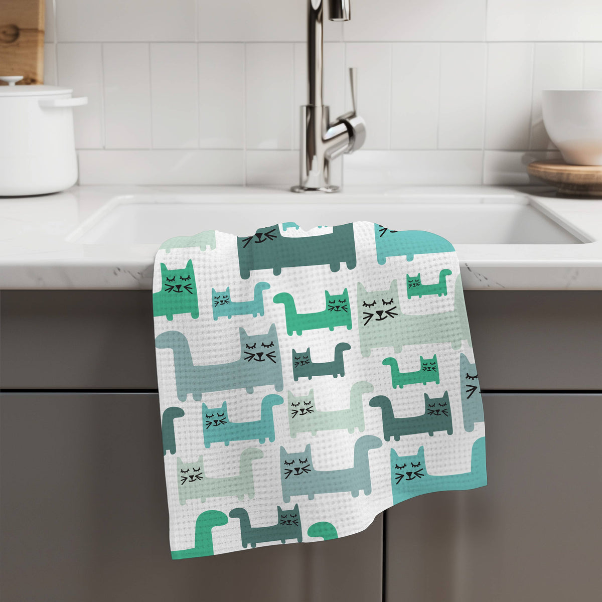 Cat Kitten Kitty Retro Decor Kitchen Towel Pet Groomer Lady