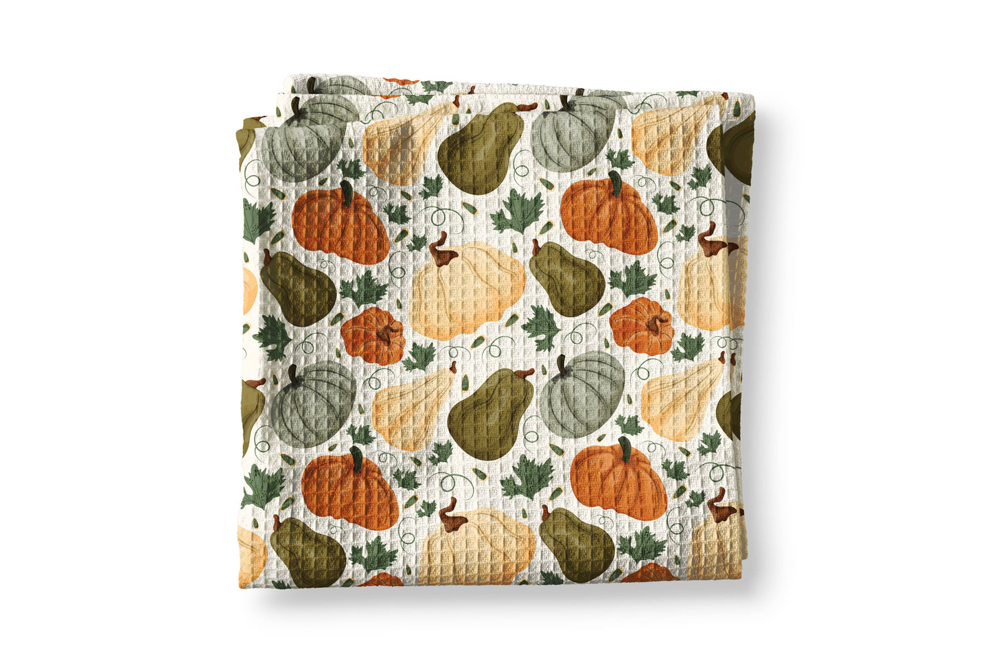 Pumpkin Fall Botanical Floral Autumn Kitchen Towel Waffle