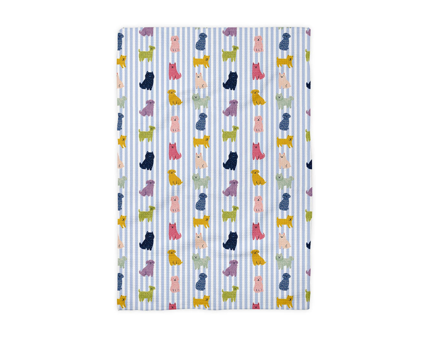 Dog Colorful Grandmillennial Kitchen Towel Blue Preppy