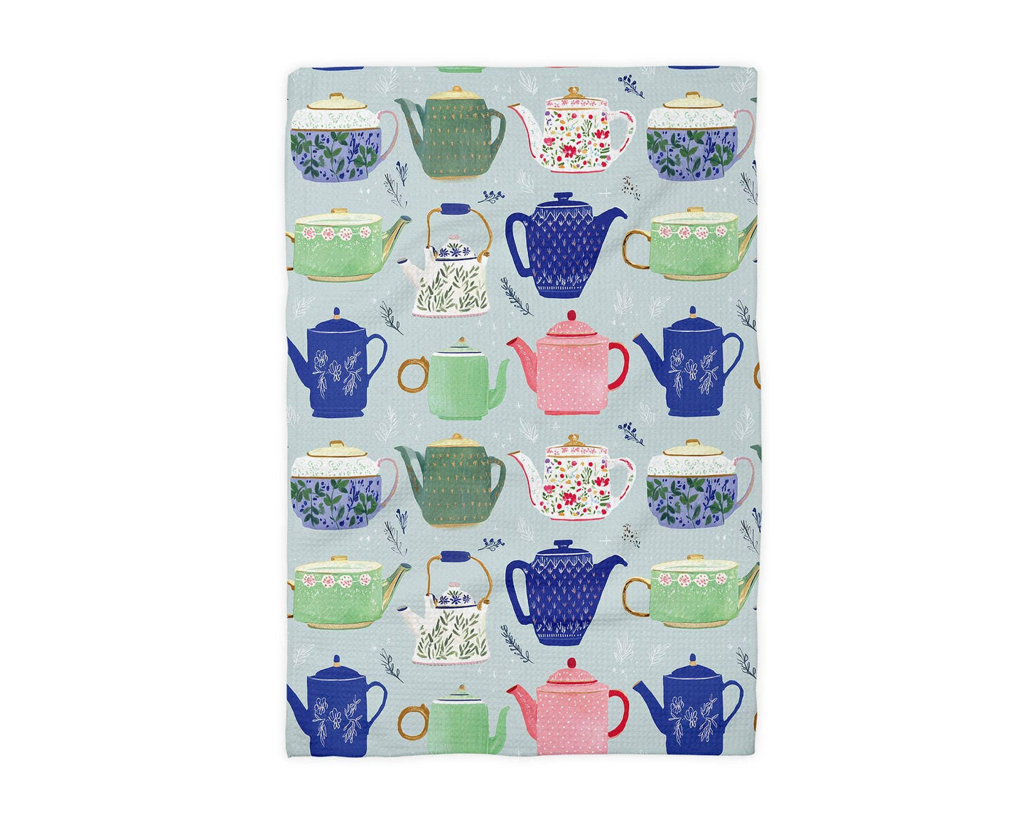 Kitchen Waffle Towel – Blue White Chinoiserie Pattern, Lint Free Drying Cloth