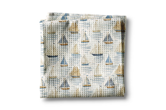 Nautical Sailboat Anchor Beach Ocean Kitchen Towel Waffle
