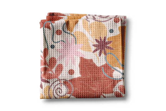 Autumn Leaves Foliage Fall Mod Retro Kitchen Towel Waffle