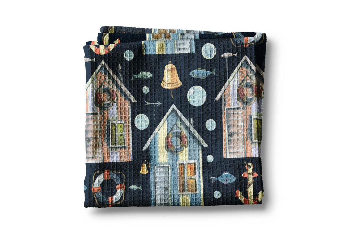 Tropical Shell Nautical Coastal Beach Ocean Kitchen Towel