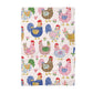 Chicken Kitchen Towel - Colorful Farmhouse Waffle Weave Towel With Retro Chicken Decor