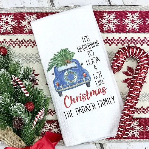 Personalized Beginning to Look Like Christmas Towel